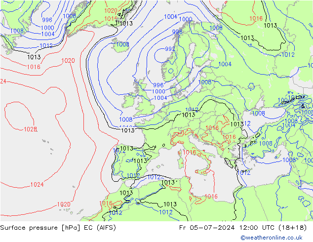 地面气压 EC (AIFS) 星期五 05.07.2024 12 UTC