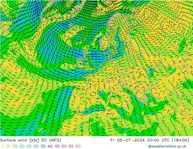 风 10 米 EC (AIFS) 星期五 05.07.2024 00 UTC