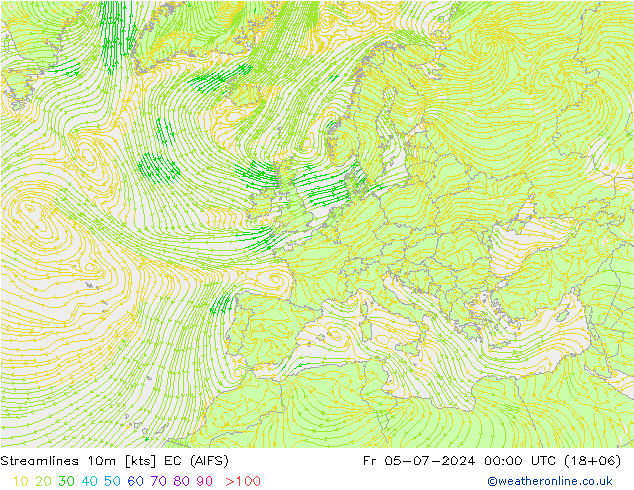 风 10m EC (AIFS) 星期五 05.07.2024 00 UTC