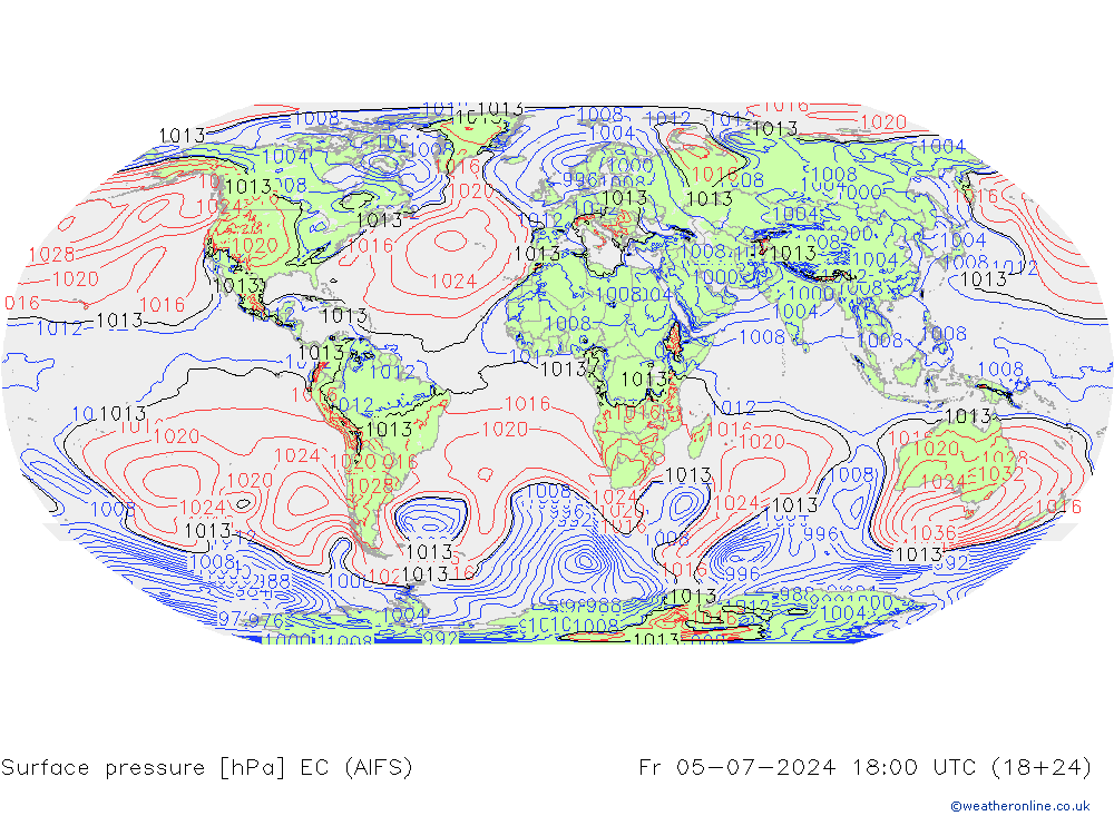 地面气压 EC (AIFS) 星期五 05.07.2024 18 UTC