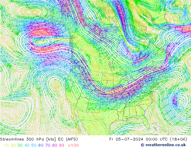 风 300 hPa EC (AIFS) 星期五 05.07.2024 00 UTC