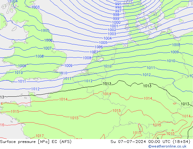 地面气压 EC (AIFS) 星期日 07.07.2024 00 UTC
