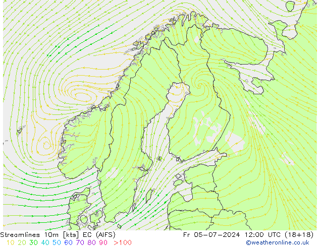 风 10m EC (AIFS) 星期五 05.07.2024 12 UTC