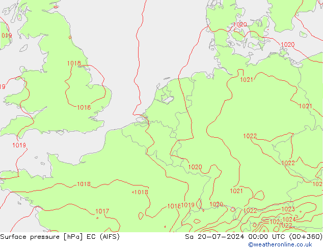 地面气压 EC (AIFS) 星期六 20.07.2024 00 UTC