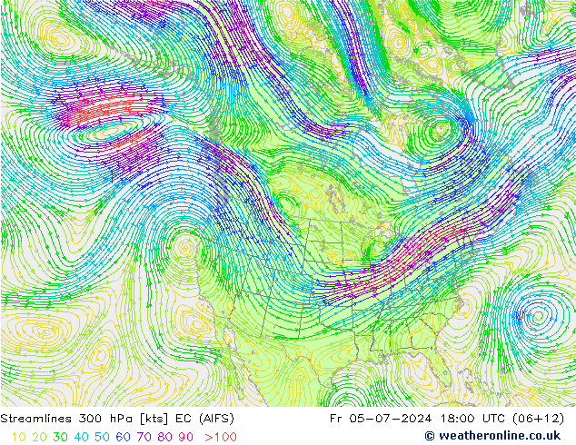 风 300 hPa EC (AIFS) 星期五 05.07.2024 18 UTC