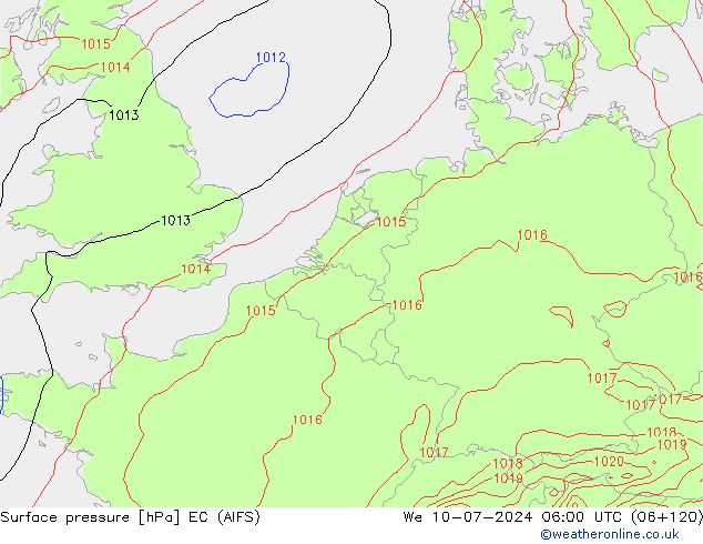 地面气压 EC (AIFS) 星期三 10.07.2024 06 UTC