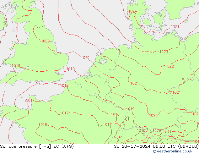 地面气压 EC (AIFS) 星期六 20.07.2024 06 UTC