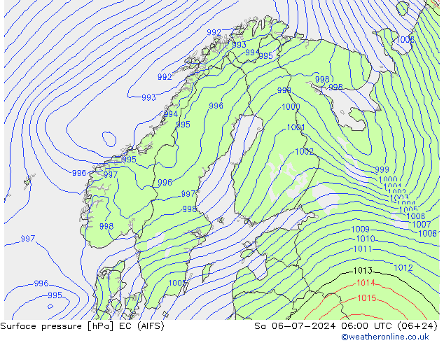 地面气压 EC (AIFS) 星期六 06.07.2024 06 UTC