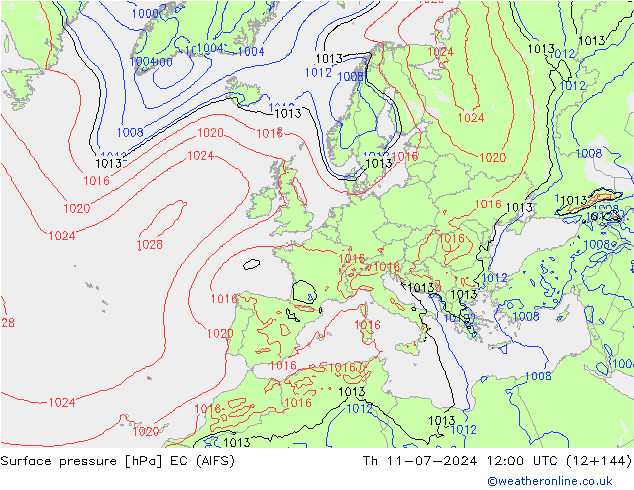 地面气压 EC (AIFS) 星期四 11.07.2024 12 UTC