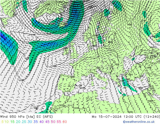 Wind 950 hPa EC (AIFS) ma 15.07.2024 12 UTC