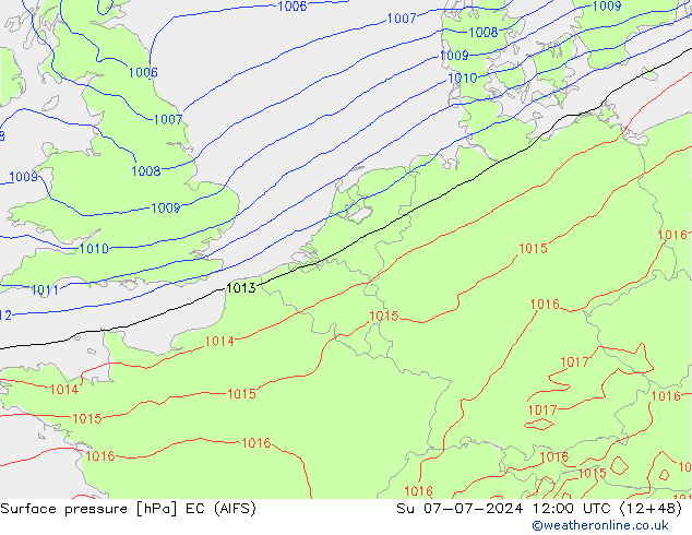 地面气压 EC (AIFS) 星期日 07.07.2024 12 UTC