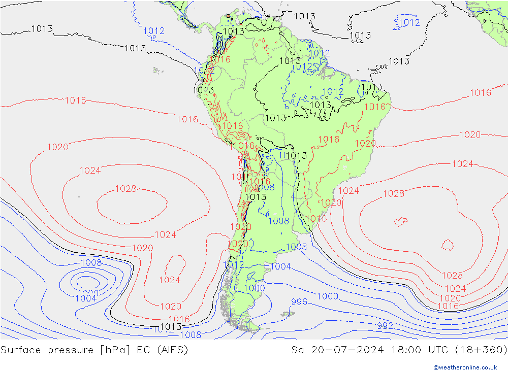 地面气压 EC (AIFS) 星期六 20.07.2024 18 UTC