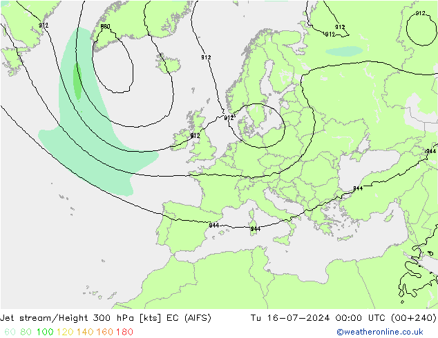 高速氣流 EC (AIFS) 星期二 16.07.2024 00 UTC