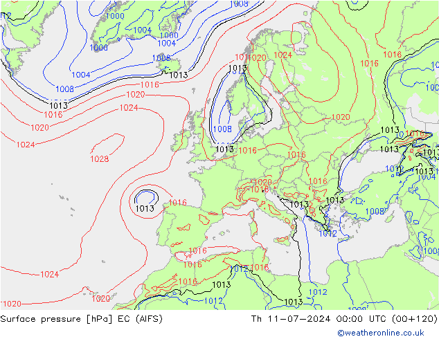 Luchtdruk (Grond) EC (AIFS) do 11.07.2024 00 UTC