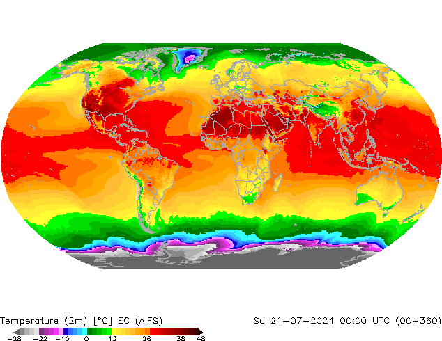 温度图 EC (AIFS) 星期日 21.07.2024 00 UTC