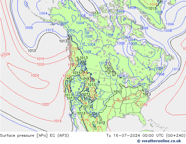 地面气压 EC (AIFS) 星期二 16.07.2024 00 UTC