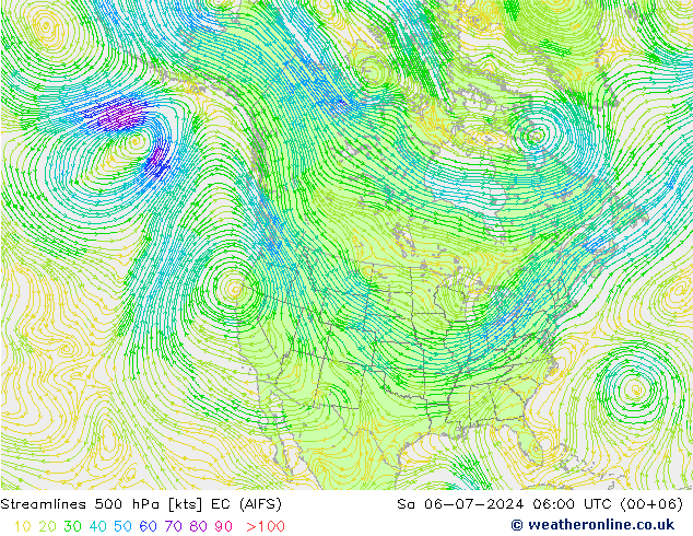 风 500 hPa EC (AIFS) 星期六 06.07.2024 06 UTC