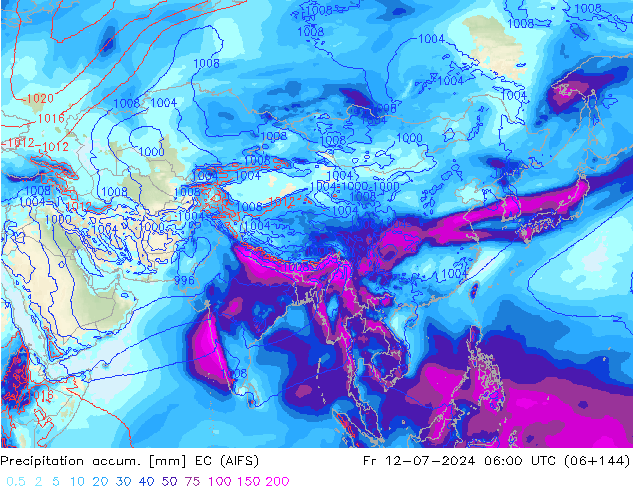 Totale neerslag EC (AIFS) vr 12.07.2024 06 UTC