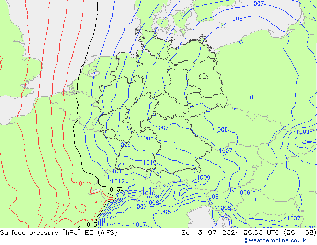 地面气压 EC (AIFS) 星期六 13.07.2024 06 UTC