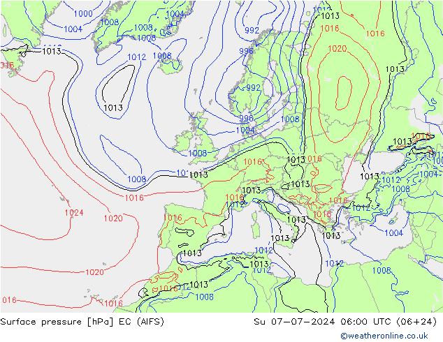 Luchtdruk (Grond) EC (AIFS) zo 07.07.2024 06 UTC