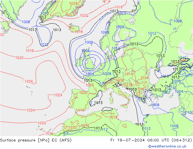 地面气压 EC (AIFS) 星期五 19.07.2024 06 UTC