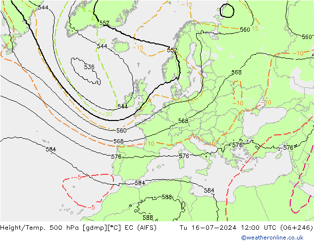 Hoogte/Temp. 500 hPa EC (AIFS) di 16.07.2024 12 UTC