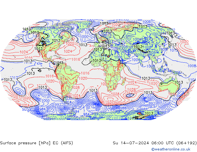 Luchtdruk (Grond) EC (AIFS) zo 14.07.2024 06 UTC