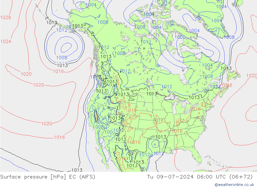 地面气压 EC (AIFS) 星期二 09.07.2024 06 UTC