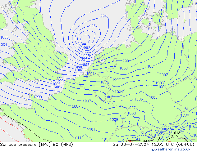 地面气压 EC (AIFS) 星期六 06.07.2024 12 UTC