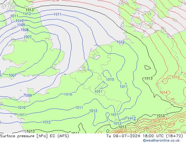 Luchtdruk (Grond) EC (AIFS) di 09.07.2024 18 UTC