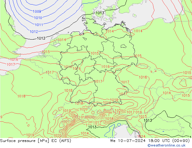 Luchtdruk (Grond) EC (AIFS) wo 10.07.2024 18 UTC