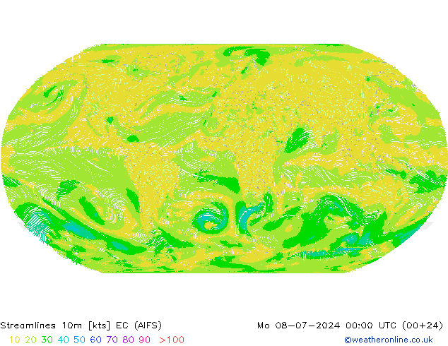 风 10m EC (AIFS) 星期一 08.07.2024 00 UTC