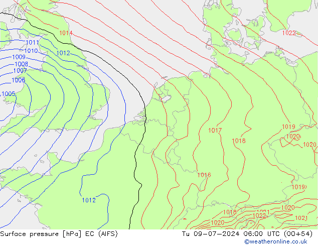 Luchtdruk (Grond) EC (AIFS) di 09.07.2024 06 UTC