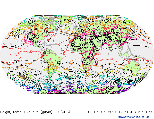 Height/Temp. 925 hPa EC (AIFS) 星期日 07.07.2024 12 UTC