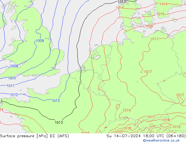 Luchtdruk (Grond) EC (AIFS) zo 14.07.2024 18 UTC