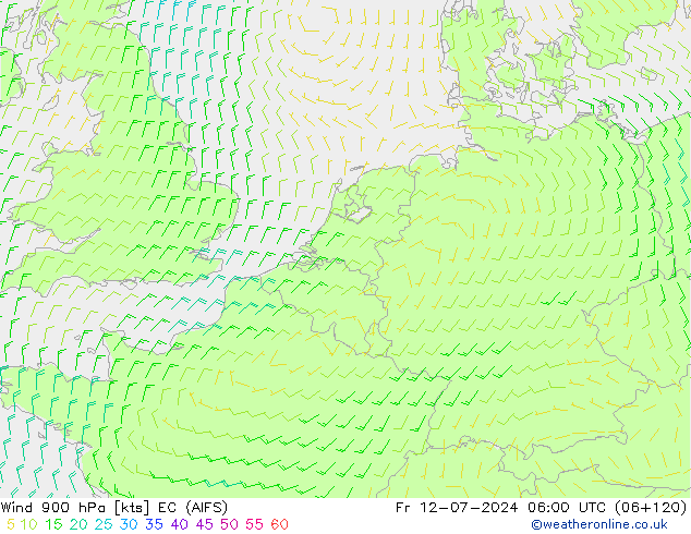 风 900 hPa EC (AIFS) 星期五 12.07.2024 06 UTC