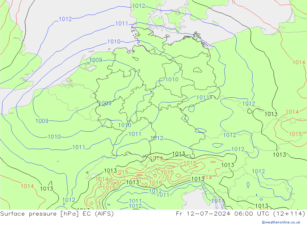 地面气压 EC (AIFS) 星期五 12.07.2024 06 UTC