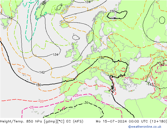 Hoogte/Temp. 850 hPa EC (AIFS) ma 15.07.2024 00 UTC