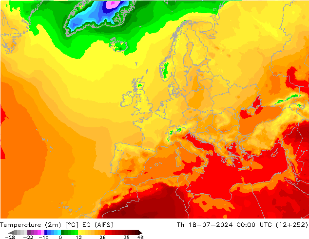 温度图 EC (AIFS) 星期四 18.07.2024 00 UTC