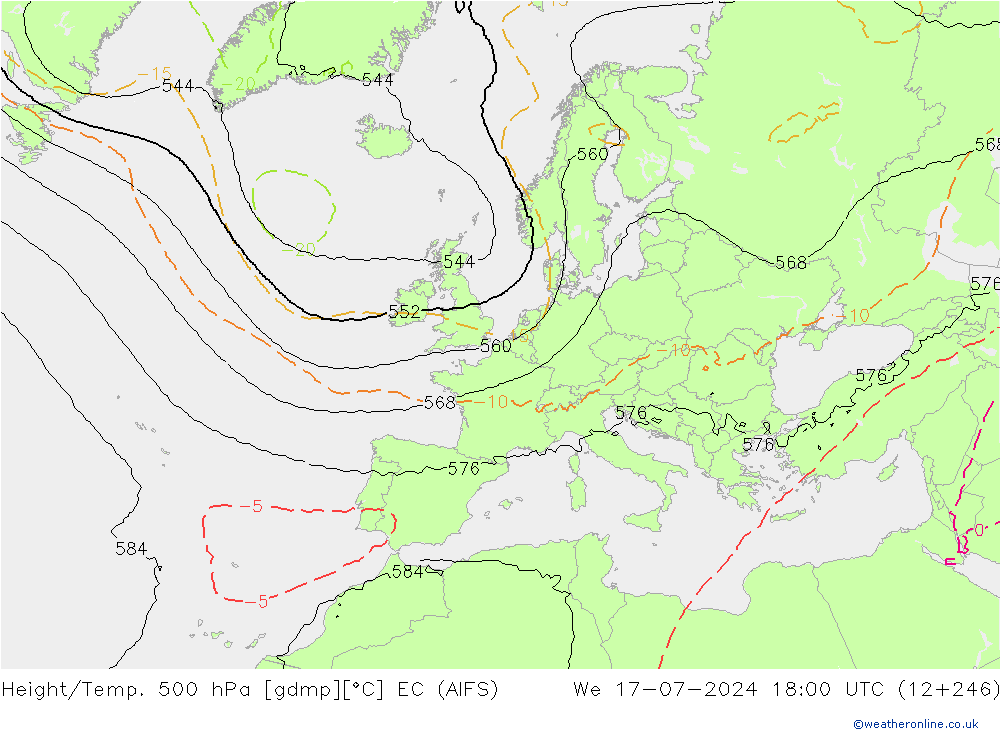 Hoogte/Temp. 500 hPa EC (AIFS) wo 17.07.2024 18 UTC