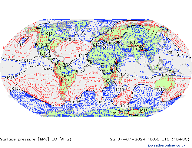 地面气压 EC (AIFS) 星期日 07.07.2024 18 UTC
