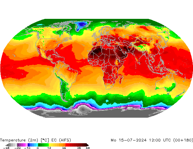 Temperatuurkaart (2m) EC (AIFS) ma 15.07.2024 12 UTC