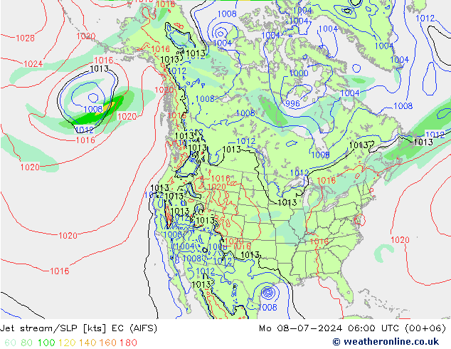 高速氣流/地面气压 EC (AIFS) 星期一 08.07.2024 06 UTC