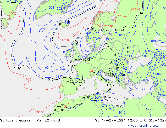 Luchtdruk (Grond) EC (AIFS) zo 14.07.2024 12 UTC
