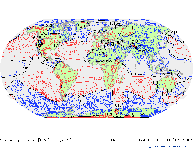 地面气压 EC (AIFS) 星期四 18.07.2024 06 UTC