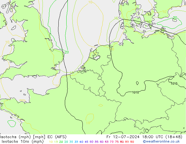 Isotachen (mph) EC (AIFS) vr 12.07.2024 18 UTC