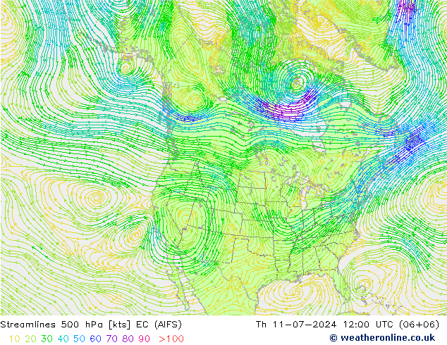 风 500 hPa EC (AIFS) 星期四 11.07.2024 12 UTC