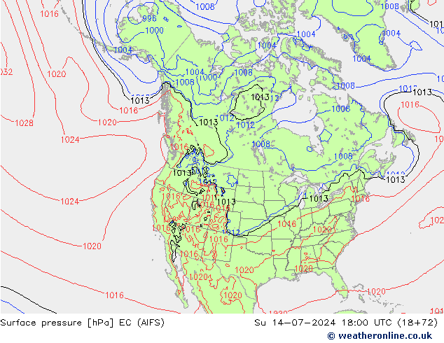 地面气压 EC (AIFS) 星期日 14.07.2024 18 UTC