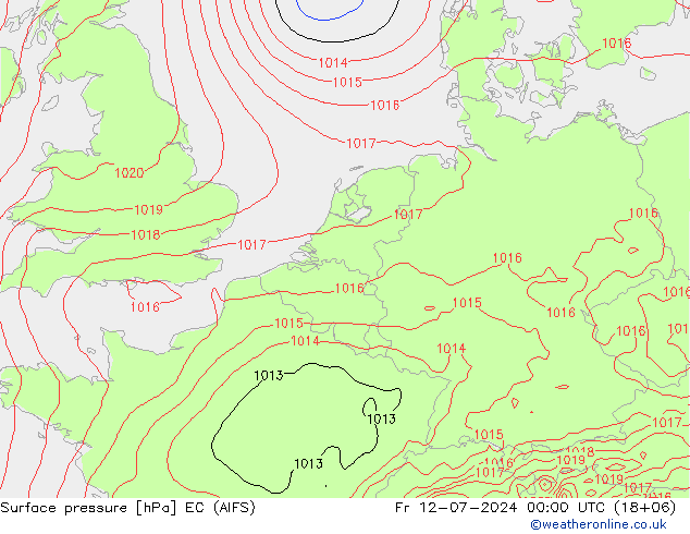 地面气压 EC (AIFS) 星期五 12.07.2024 00 UTC