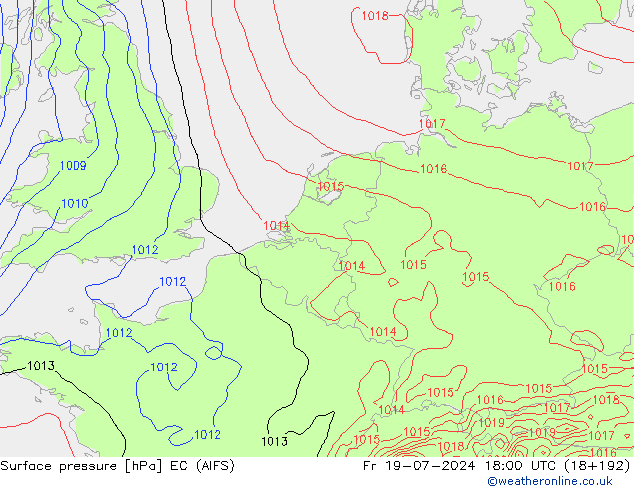 地面气压 EC (AIFS) 星期五 19.07.2024 18 UTC